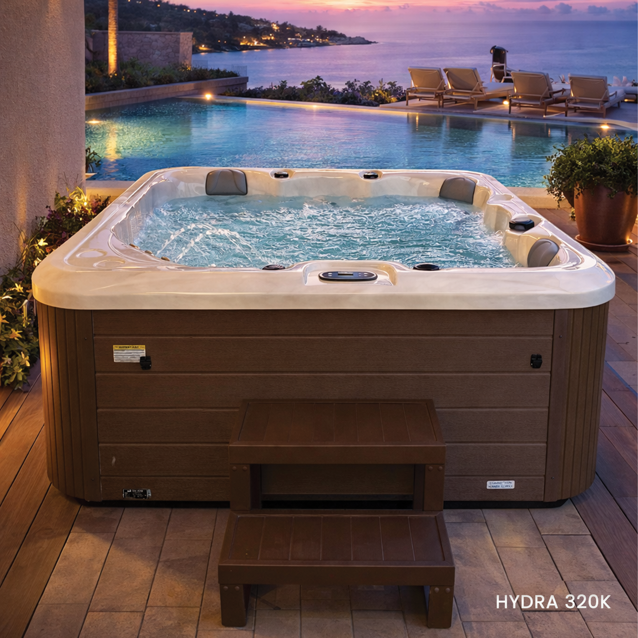 Polspas Hydra 320K 5 Seater Hot Tub With 2 Lounge 28 Jets – HotTubKart